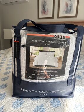 French Connection Queen White Duvet with original Carry Bag. Hypoallergenic